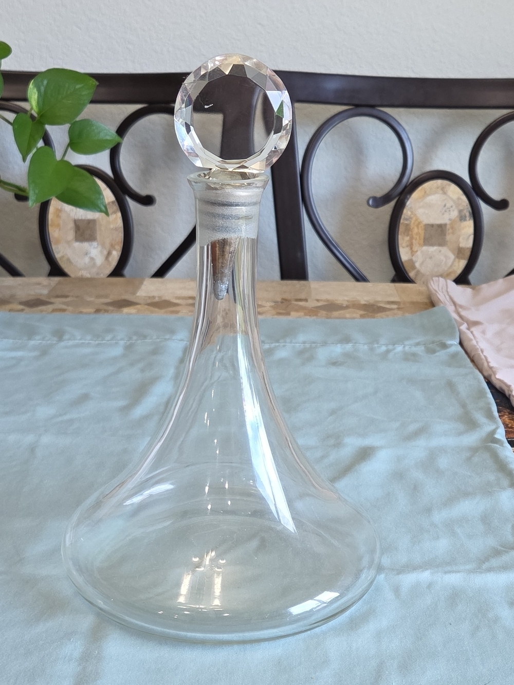 Clear Glass Decanter with Faceted Stopper - Clear